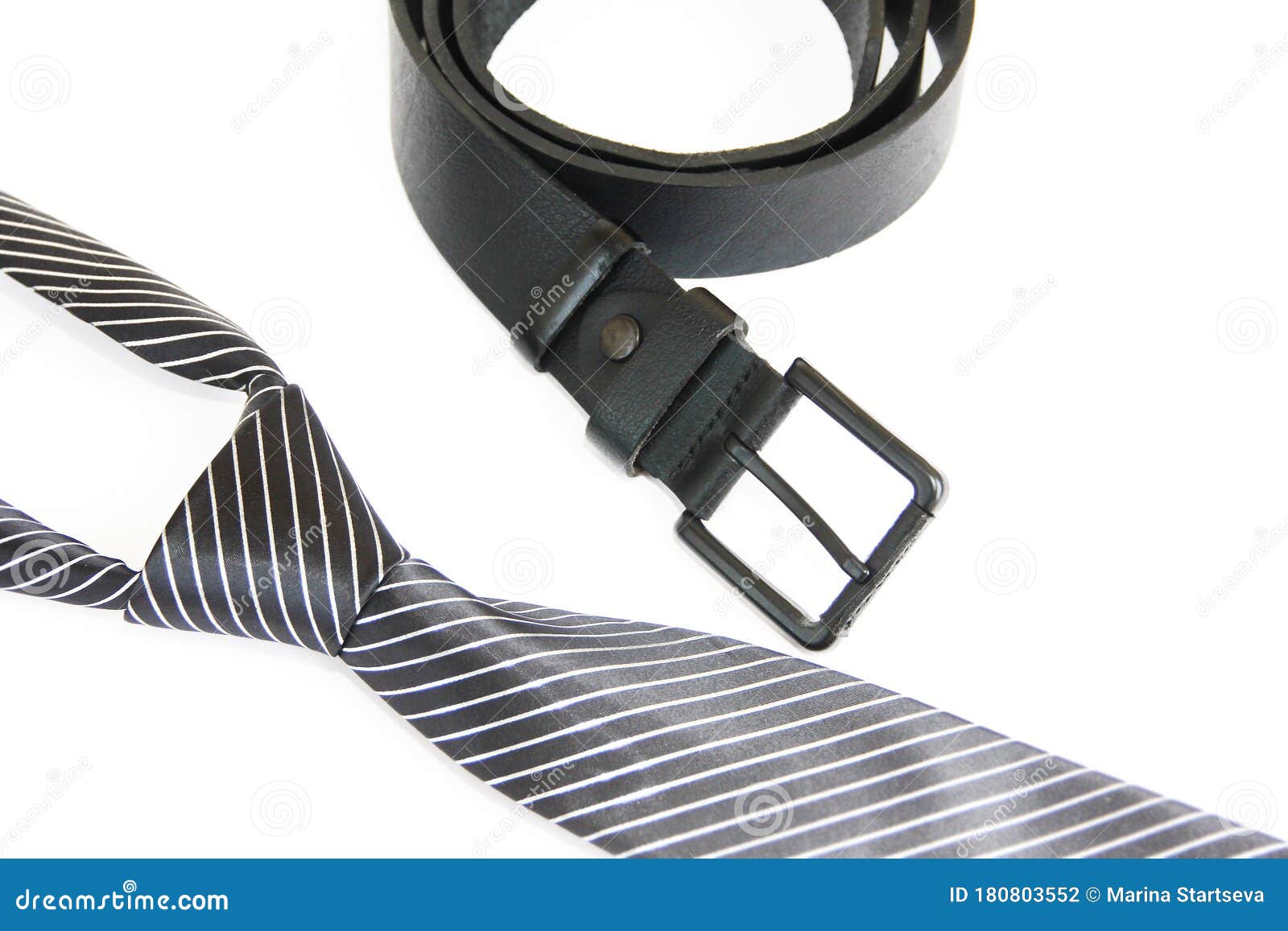 Black Leather Men`s Belt and Tie for Shirt Stock Photo - Image of shoes ...