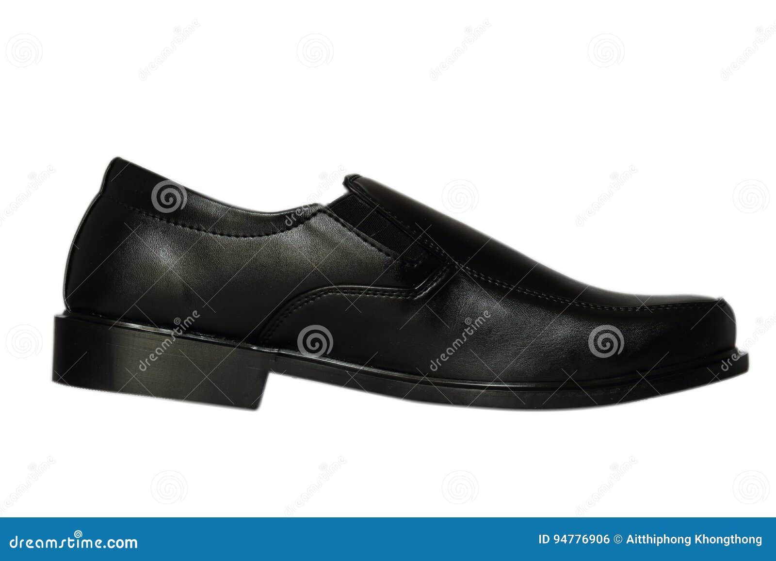 Black Leather Men`s Shoes Side View in White Background Stock Photo ...