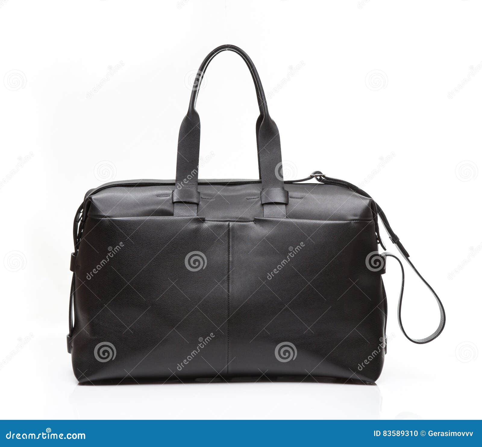 Black Leather Men Travel Bag Stock Photo Image of businessman, single