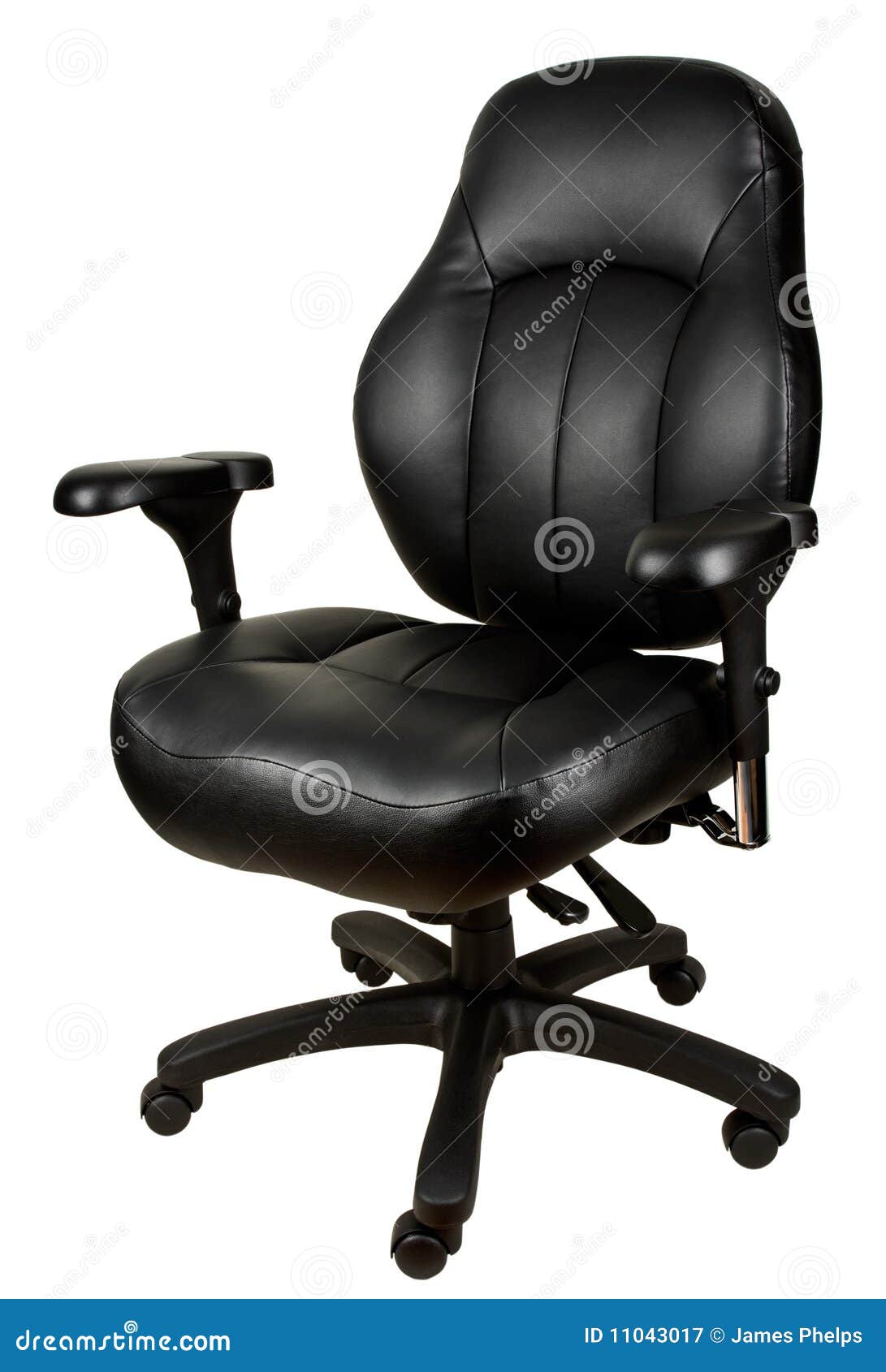 Black Leather Office Chair stock image. Image of casters 11043017