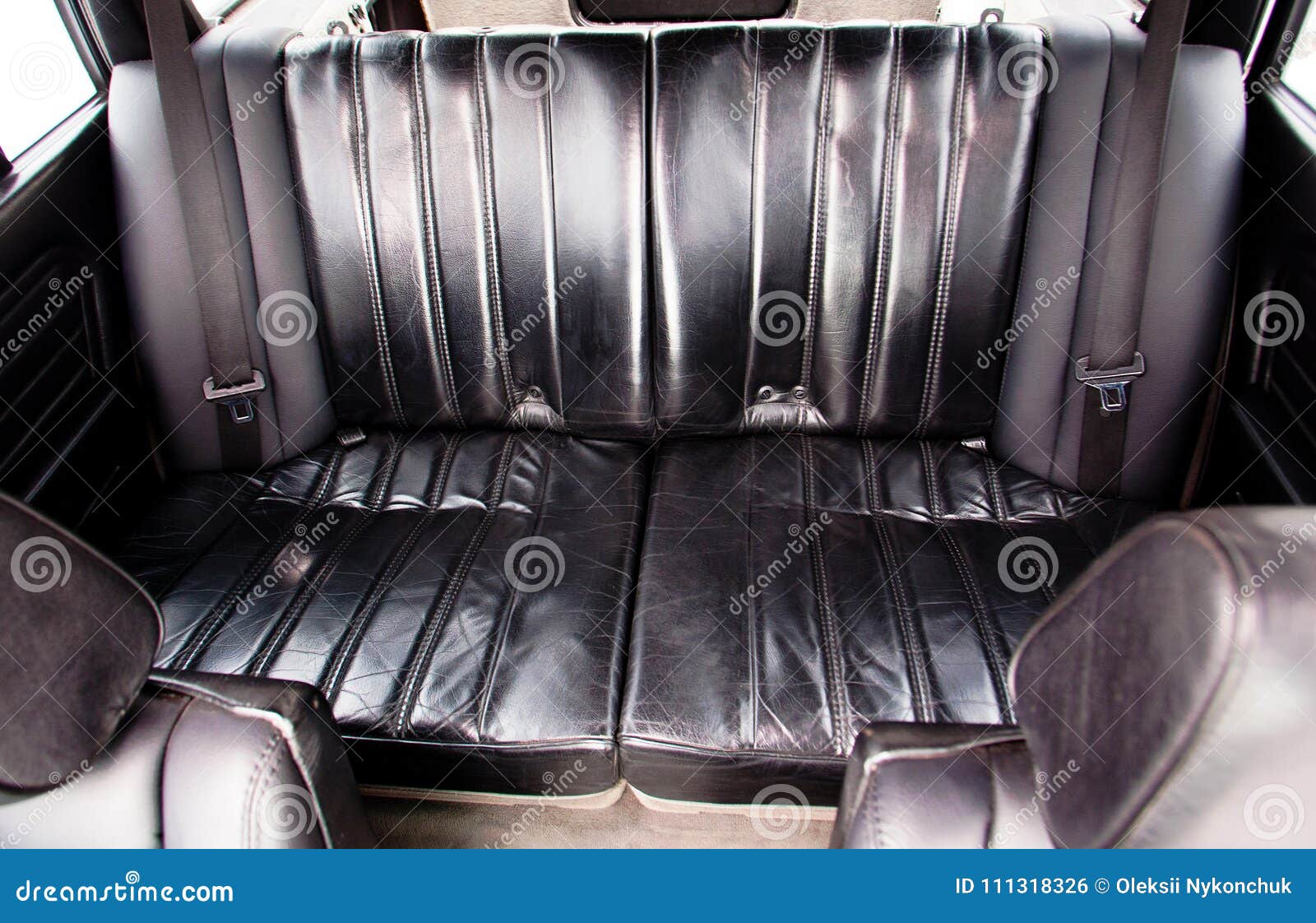 Black Leather Rear Seats of Retro Car Stock Photo Image of colorful