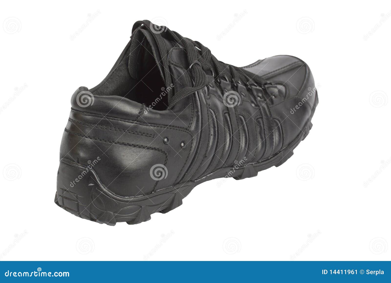 Black leather running shoe stock image. Image of stylish 14411961
