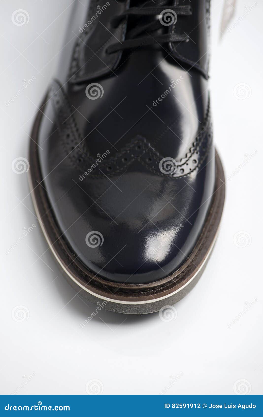 Black Leather Shiny Boot. Vertical Studio Shot Stock Photo - Image of ...