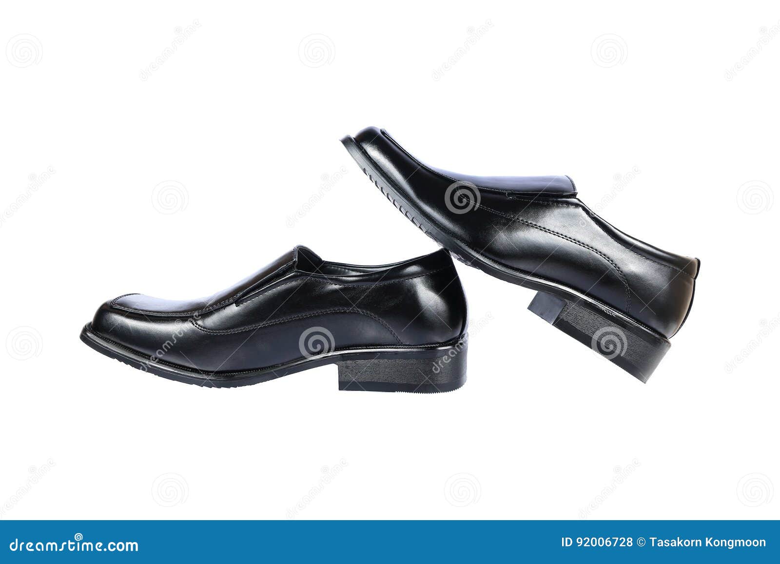 Black Leather Shoes Isolated on White Stock Photo - Image of luxurious ...