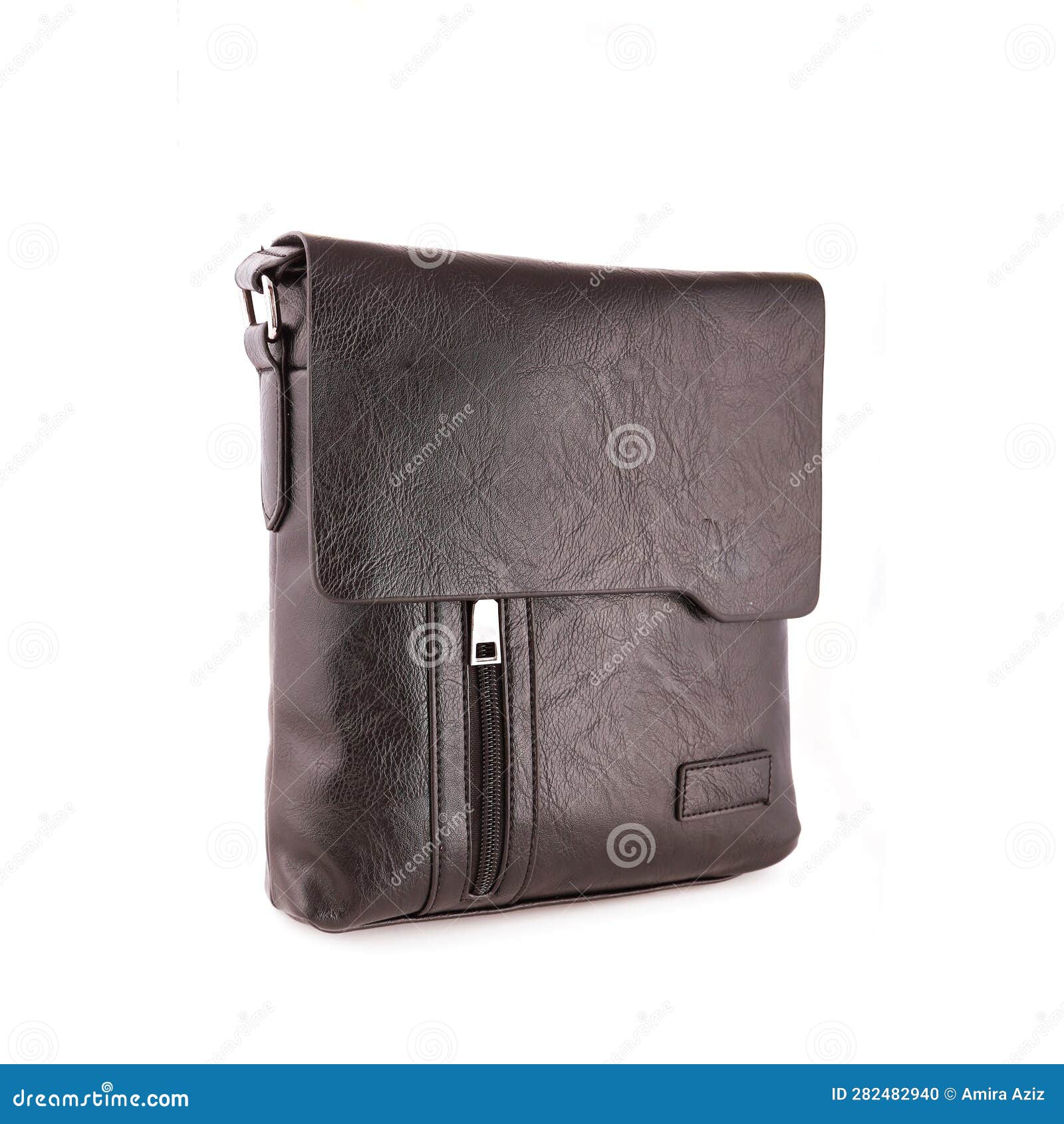 Black Leather Shoulder Bag for Men Stock Photo Image of travel
