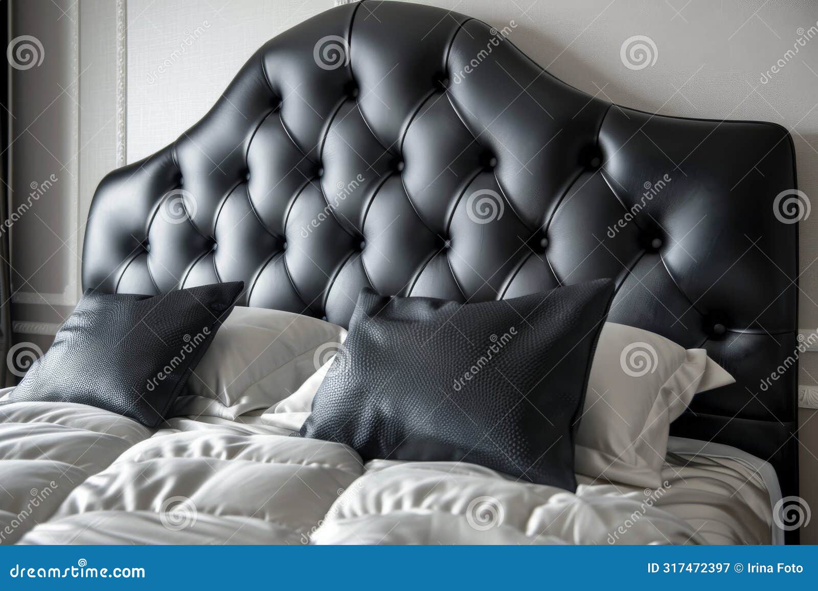 Black Leather Tufted Headboard of a Bed Stock Image Image of sleep