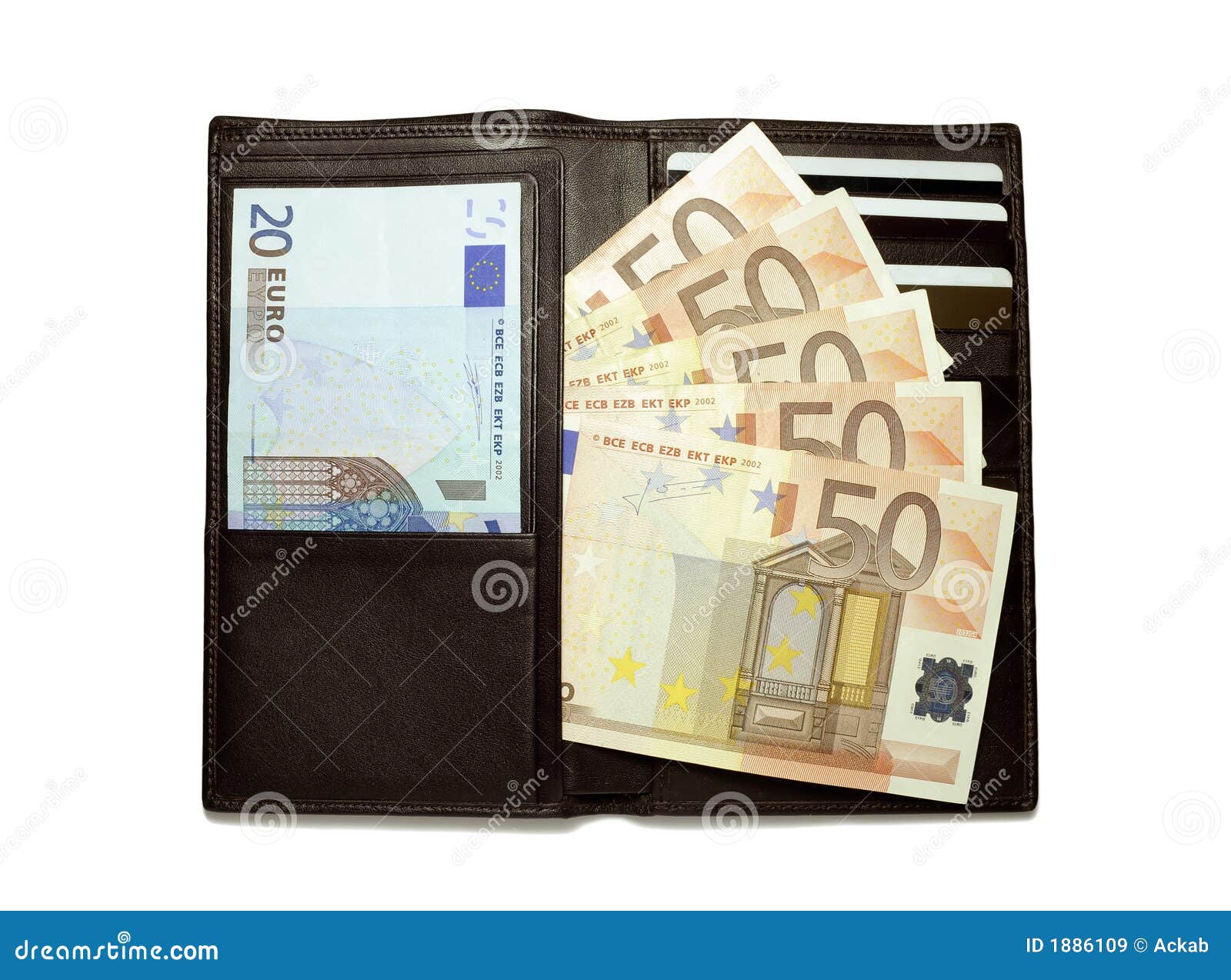 Black Leather Wallet Full Of Euro Bills Stock Image - Image of full, black: 1886109