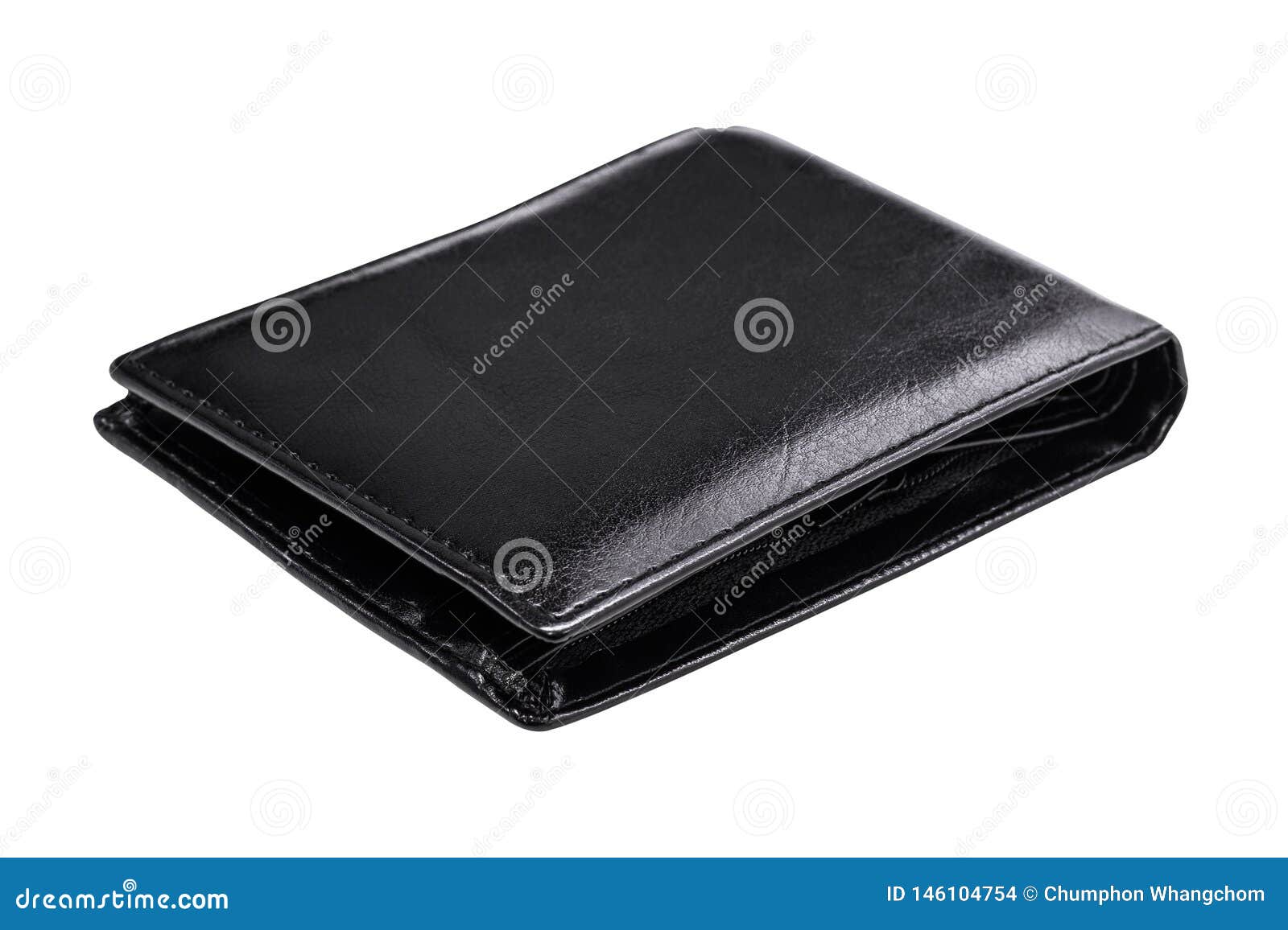 Black Leather Wallet Isolated on White Background. Leather Purse for ...