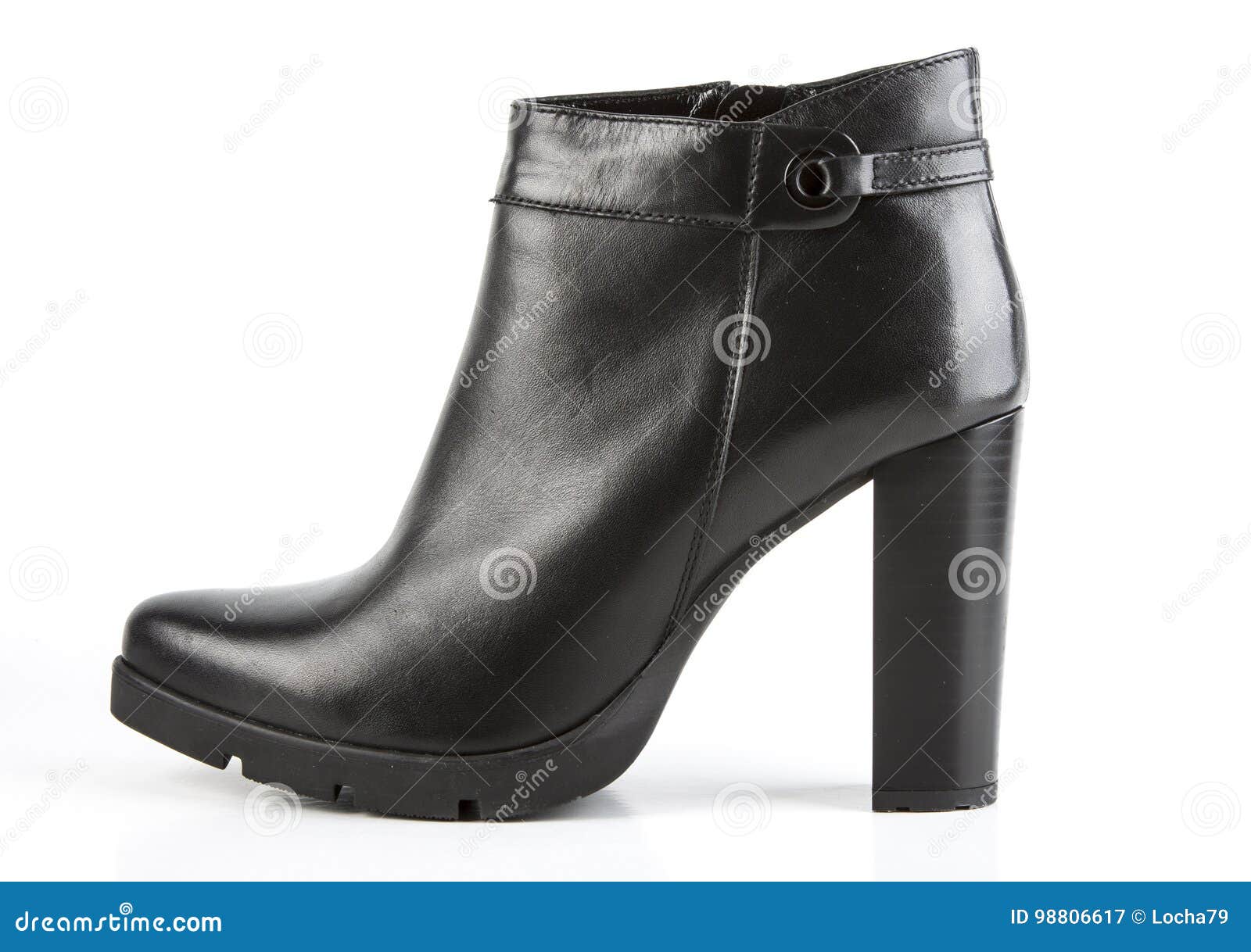 Black Leather Women`s Boots Stock Image - Image of high, heel: 98806617