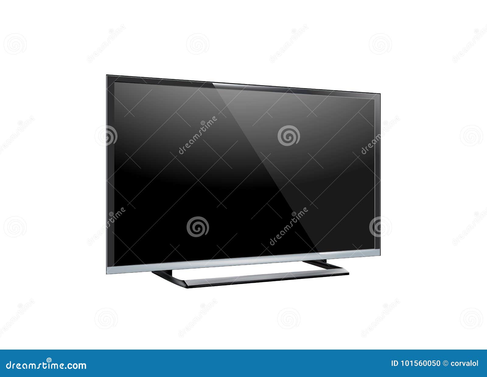 Black LED Tv Television Screen Blank on White Background Stock Vector
