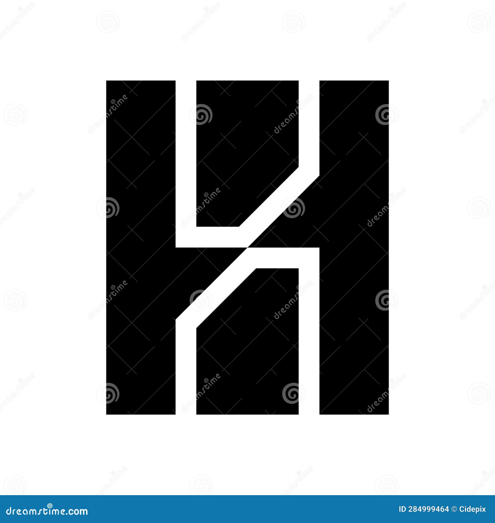 Black Letter H Icon with Vertical Rectangles Stock Vector