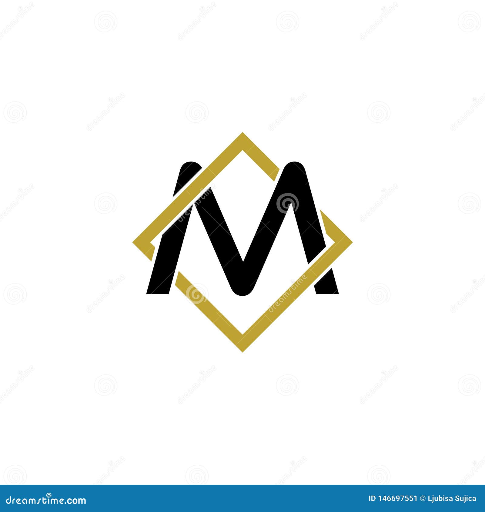 Black Letter M Logo Icon Design Template Elements Stock Vector