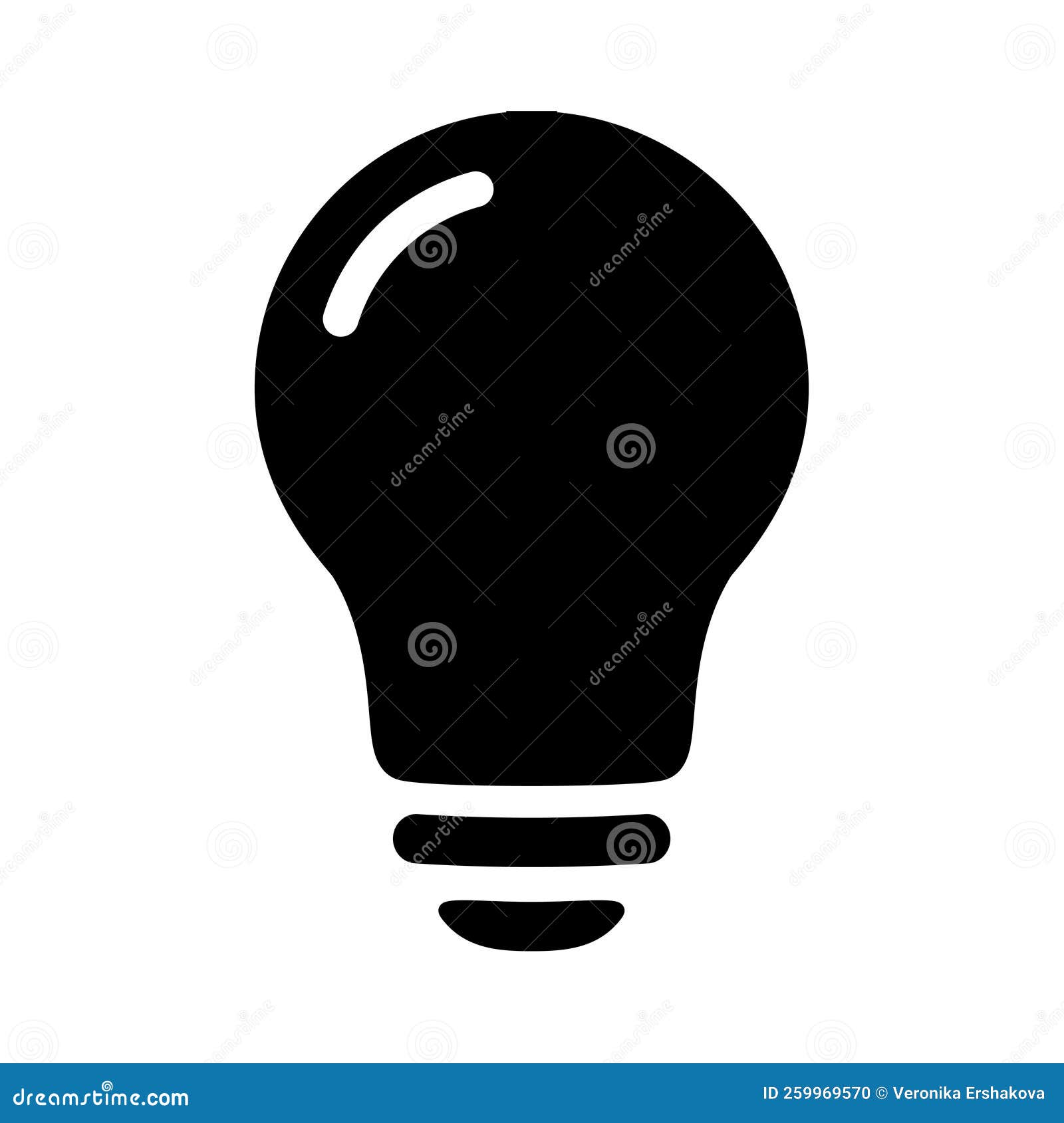 Black Light Bulb Icon in Flat Style. Lighting Lamp Stock Vector