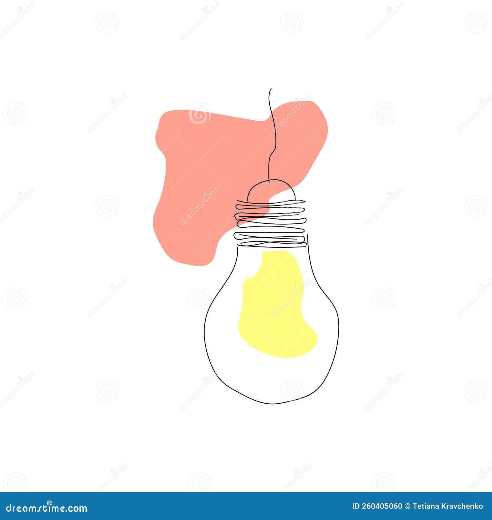 Black Light Bulb Line Colored. Line Art Illustration. Creative Concept