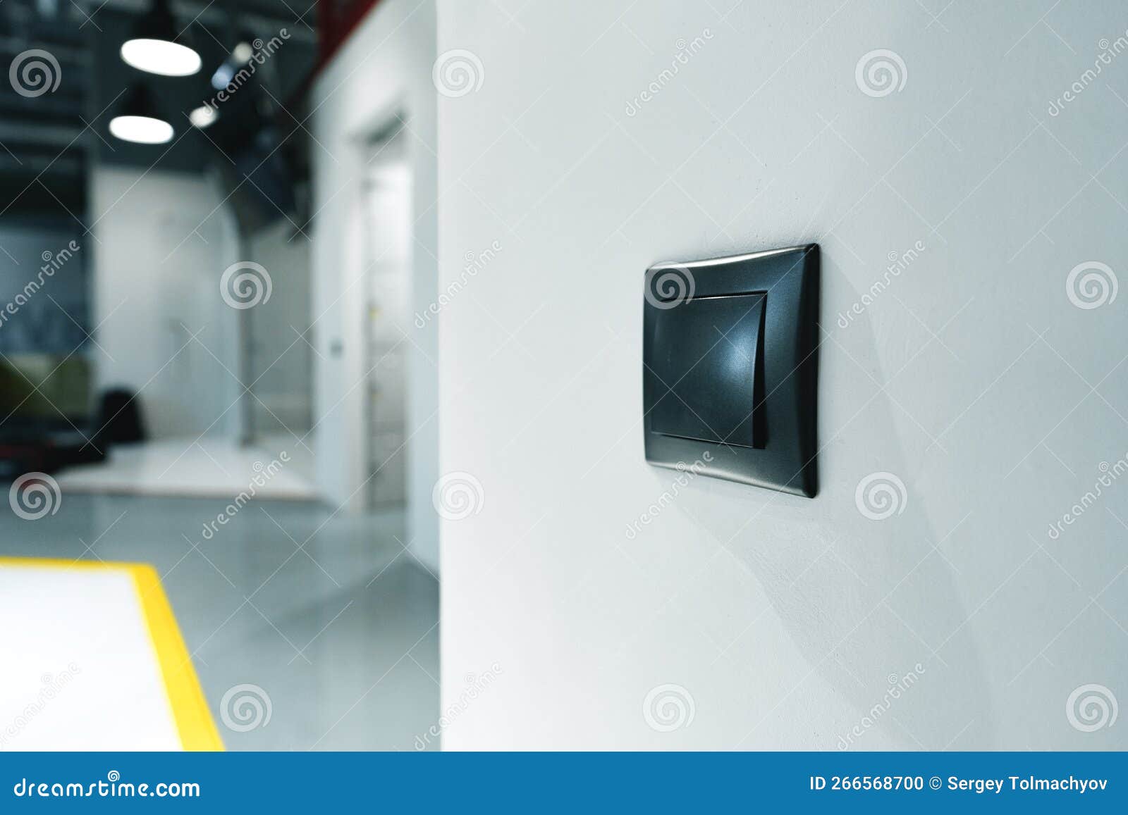 A Black Light Switch on White Wall Stock Photo Image of technology
