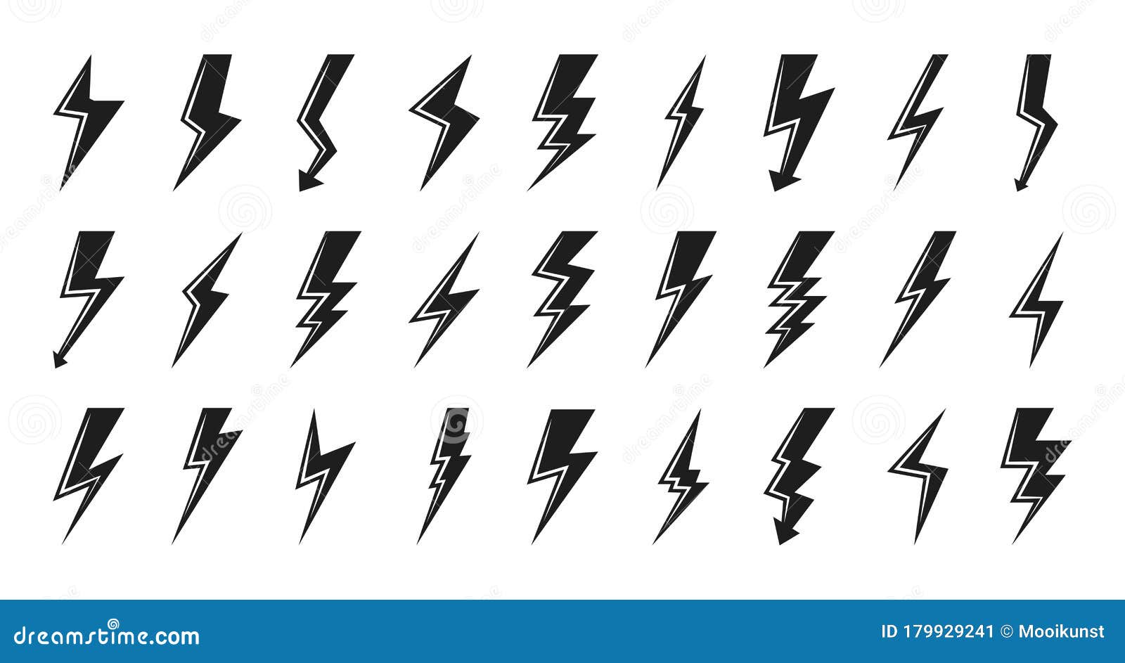 Black Lightning Bolt Icon Flash Logo Vector Set Stock Vector - Illustration  of fuel, light: 179929241