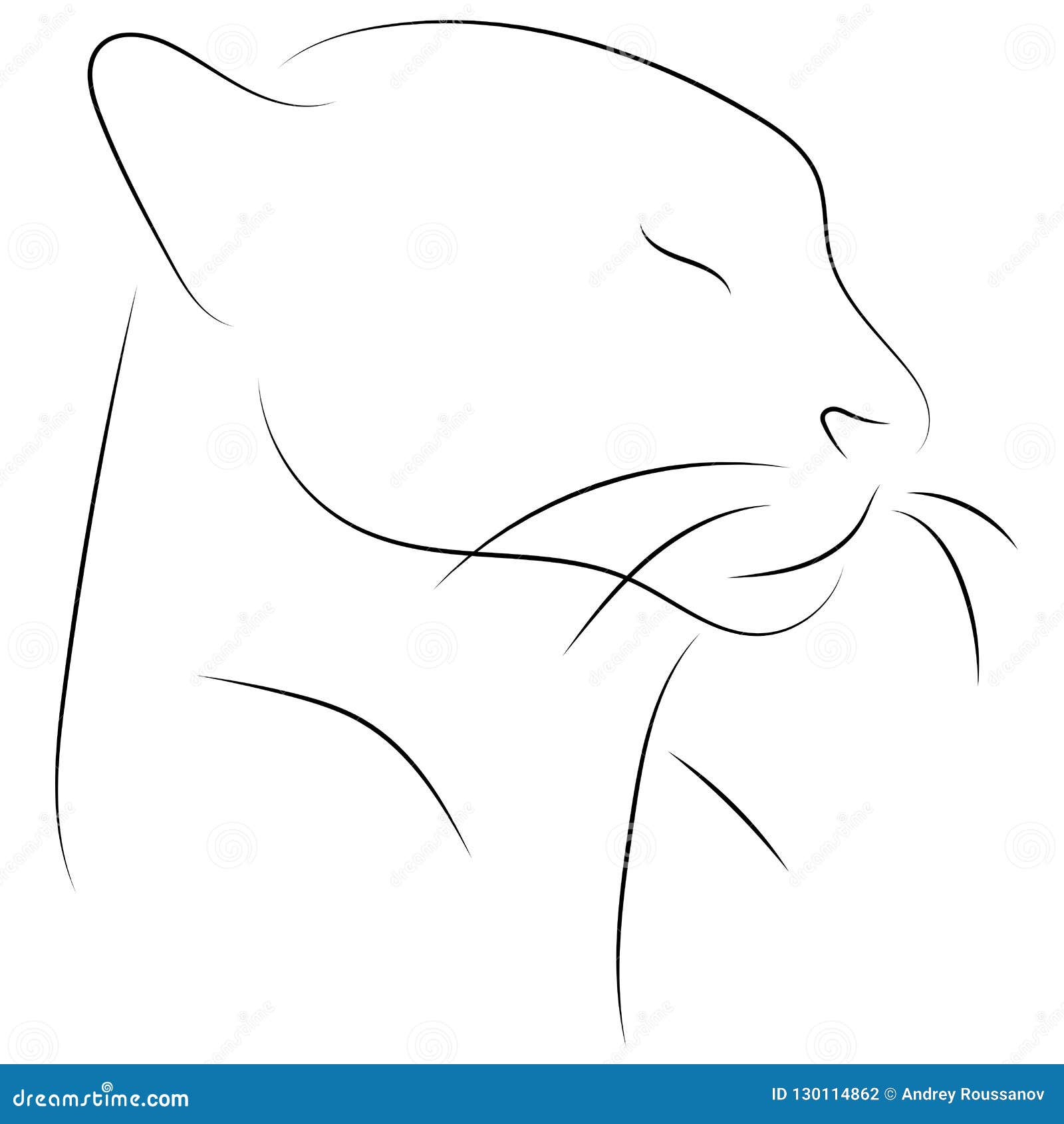 Download Black Line Cat Head On White Background. Hand Drawing ...