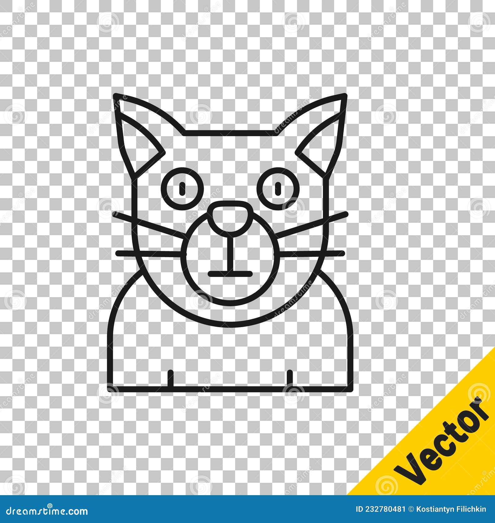 Cute cat black icon illustration PNG, with transparent background