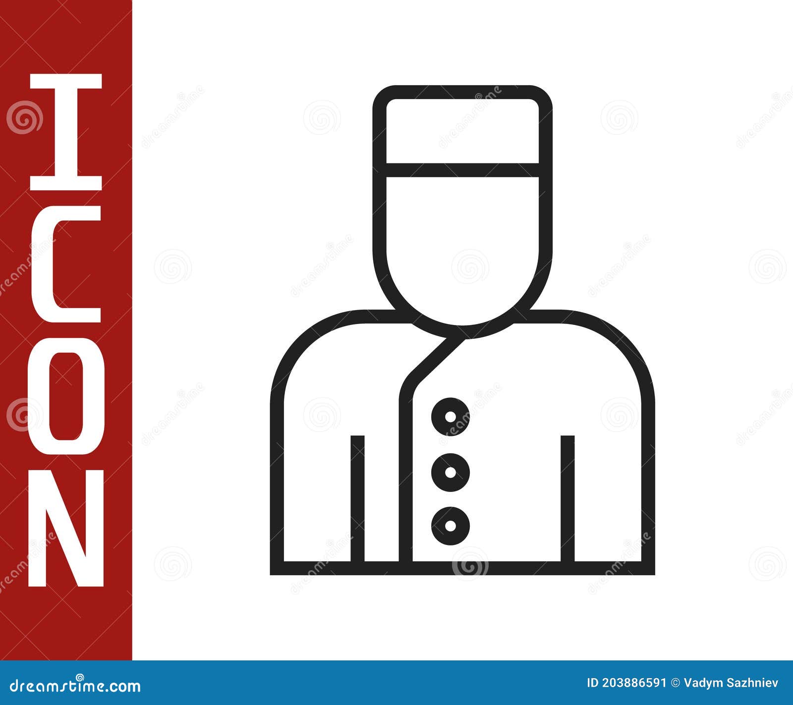 Black Line Concierge Icon Isolated on White Background. Vector Stock