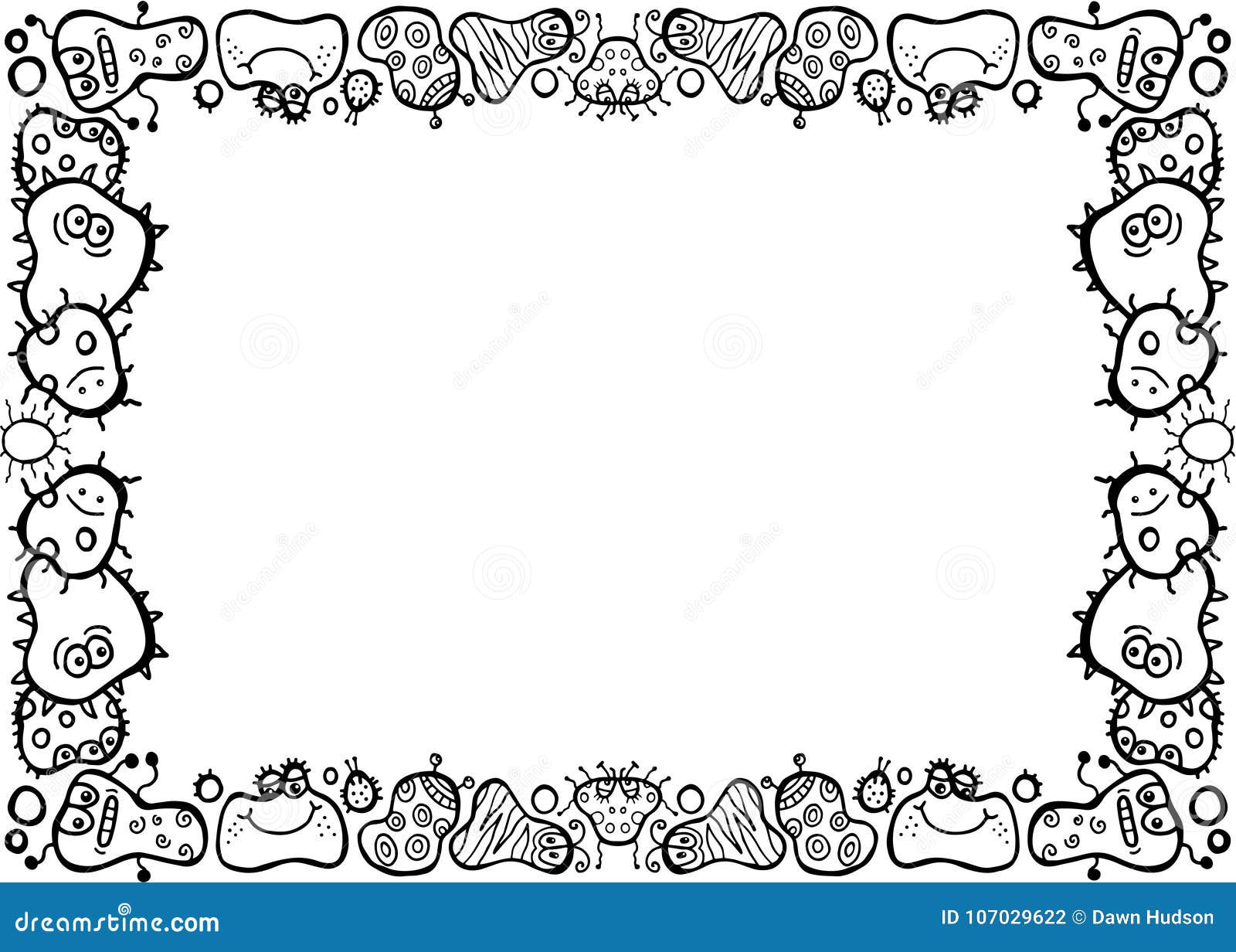 Black Line Doodle Germ Border Stock Illustration - Illustration of line