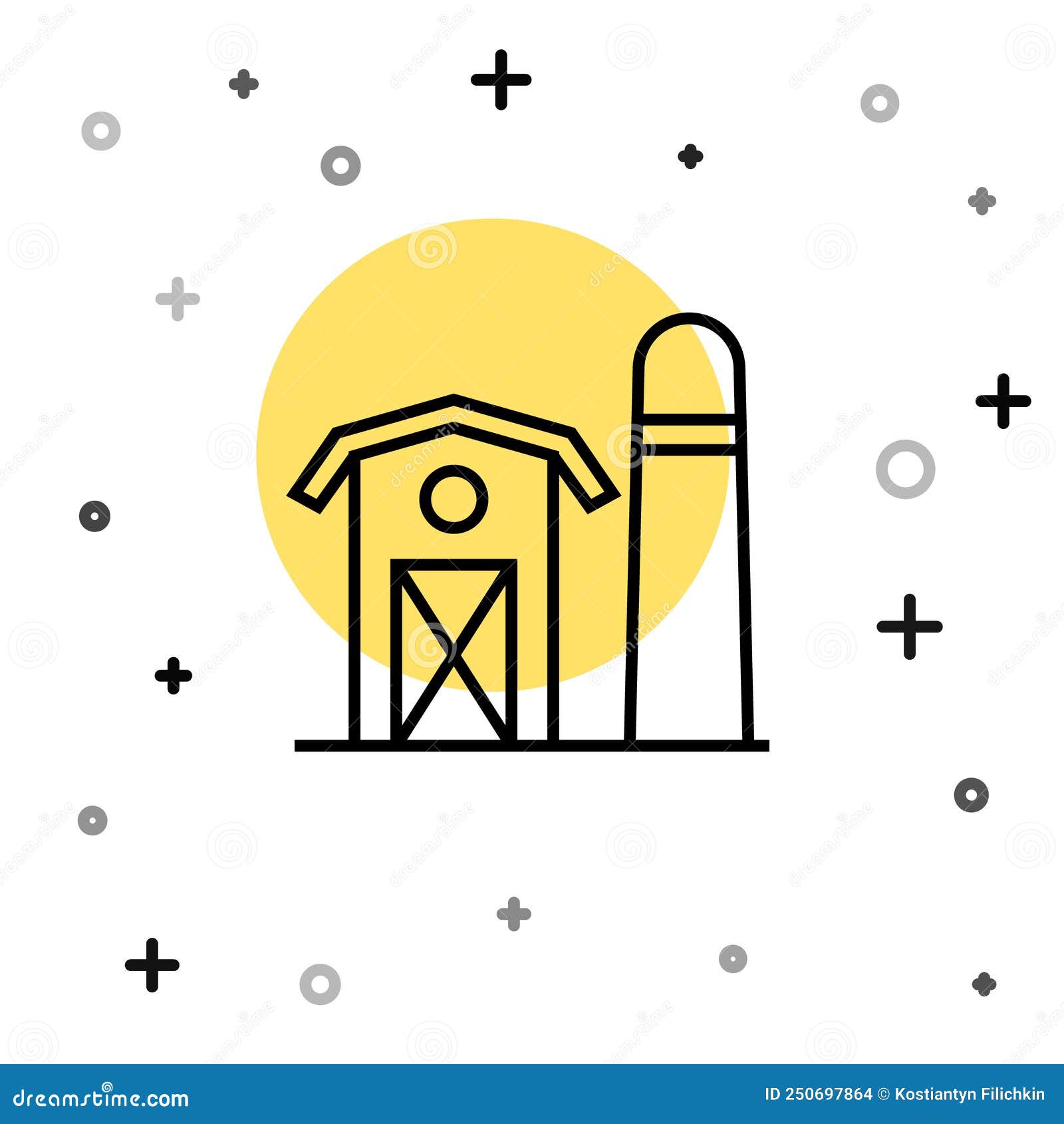 black line farm house icon  on white background. random dynamic s. 