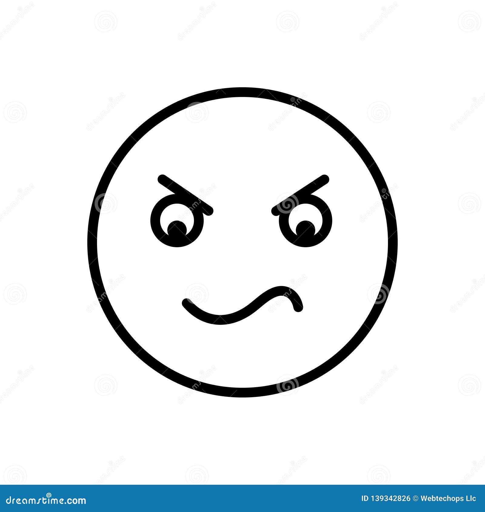 black line icon for angry, irritable and emotion