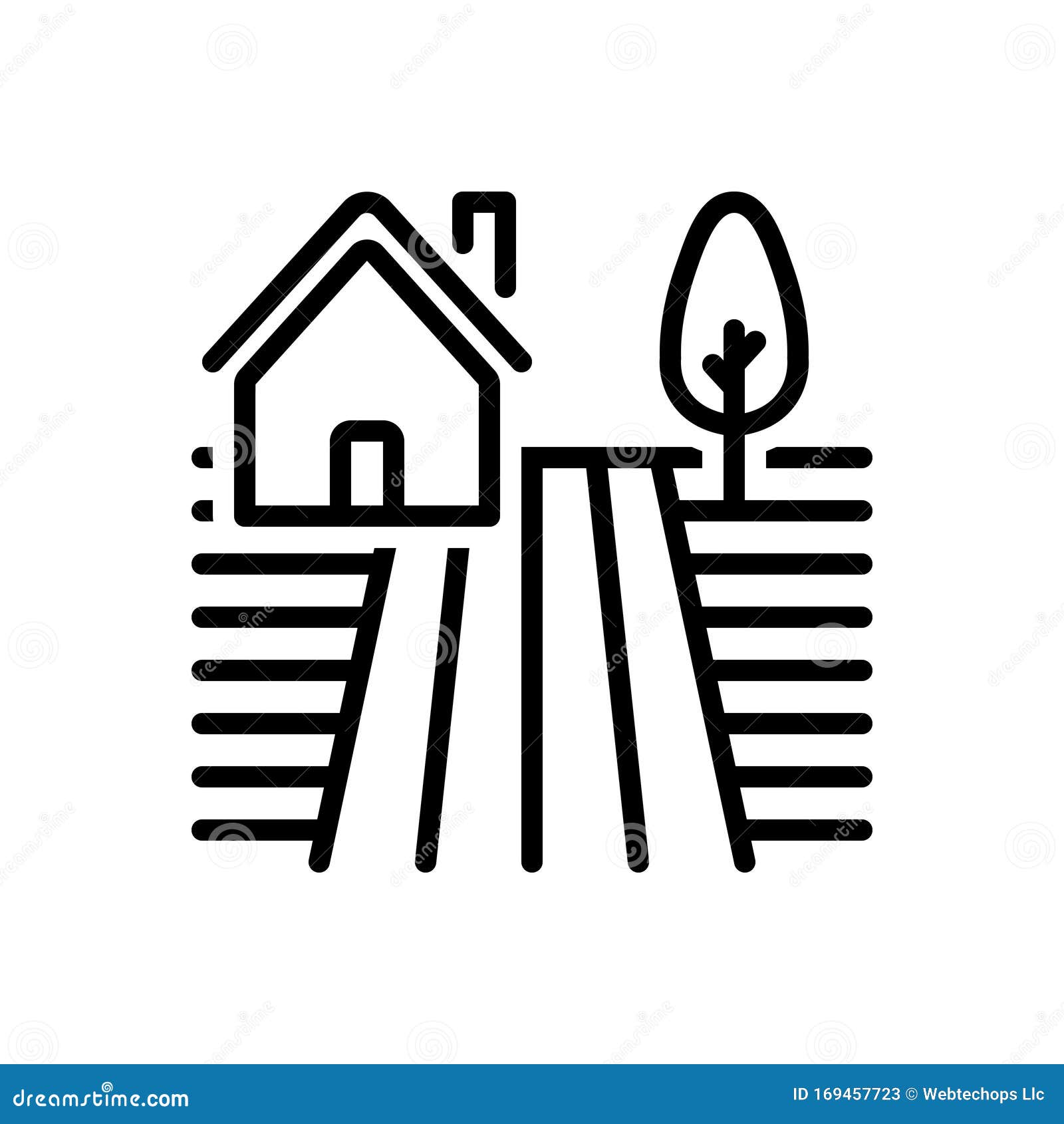 black line icon for farm, land and ground