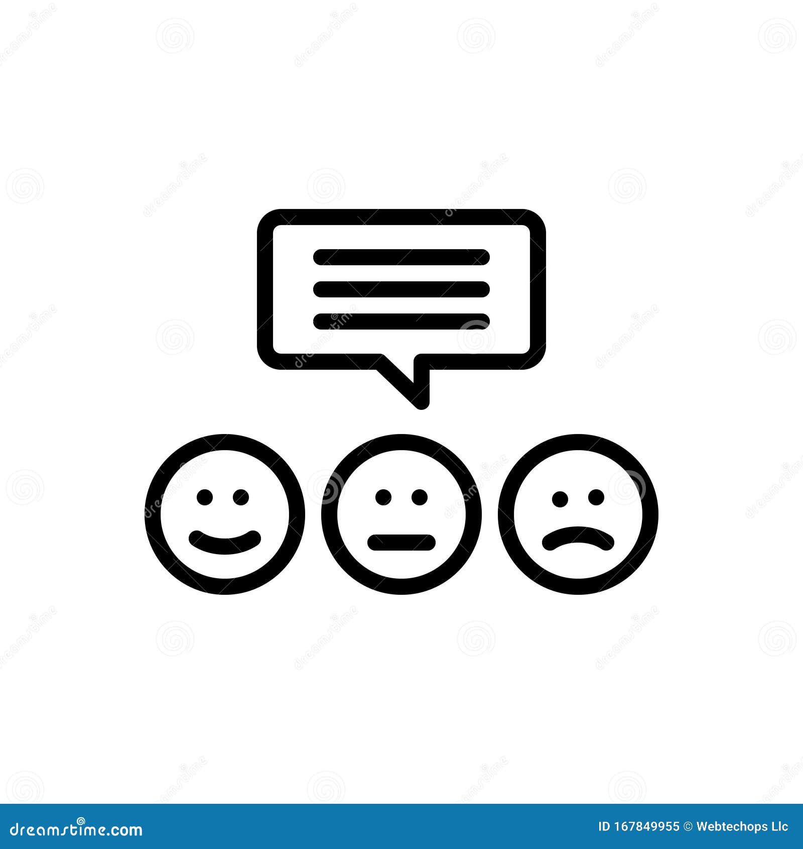 black line icon for feedback, review and response