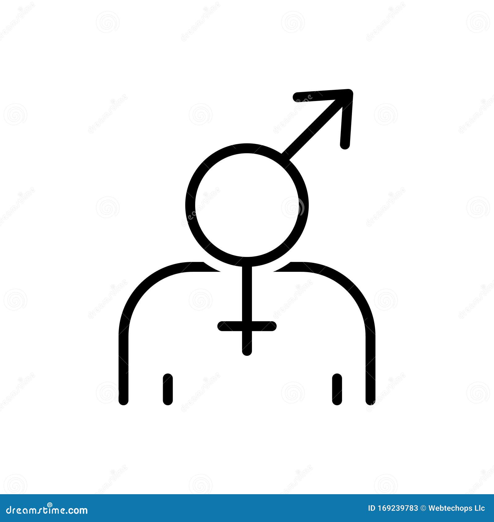 black line icon for gender, sex and pintle