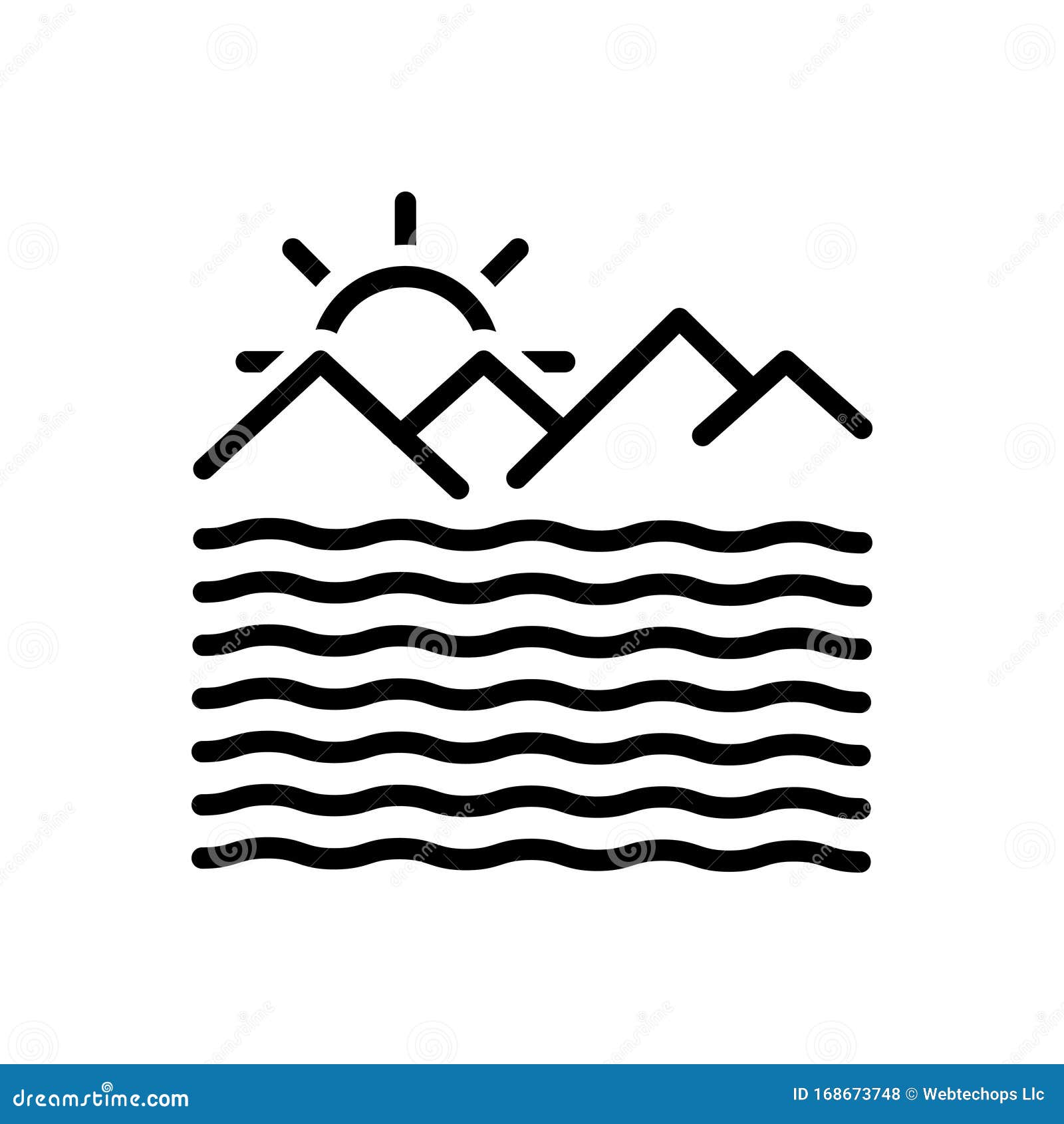 black line icon for  ocean, briny and sea