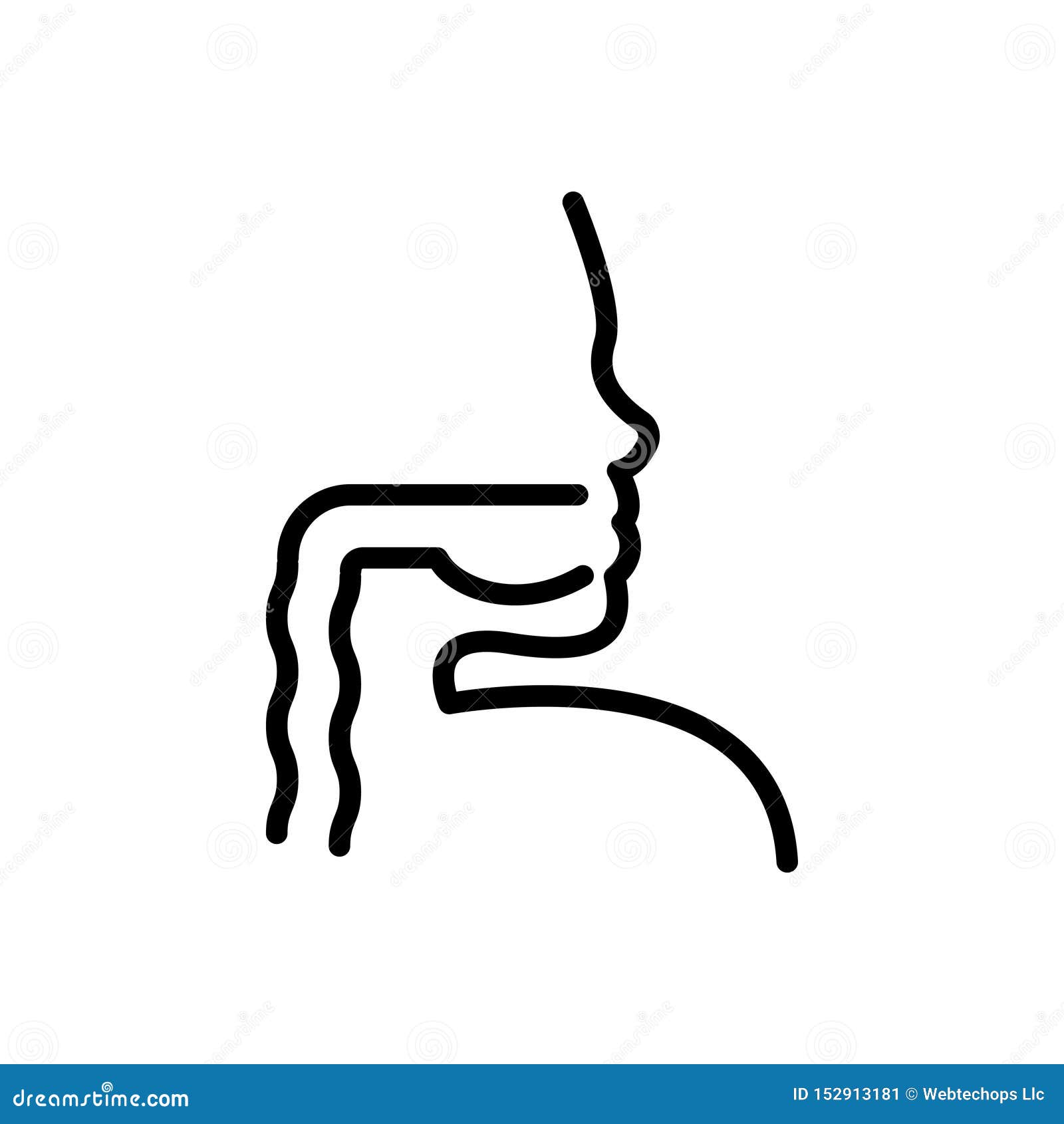 black line icon for pharynx, esophagus and mouth