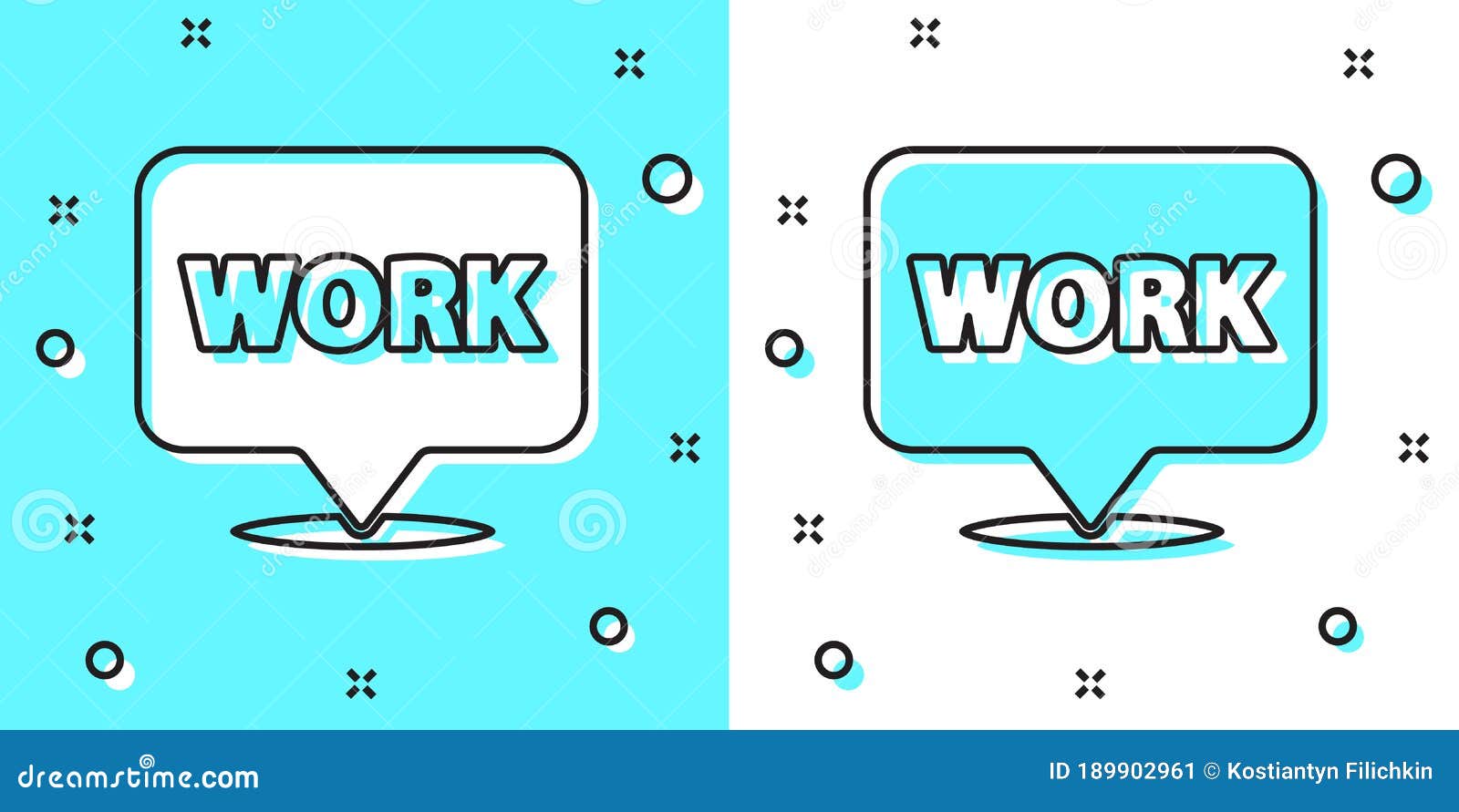 black line location with text work icon  on green and white background. random dynamic s. 