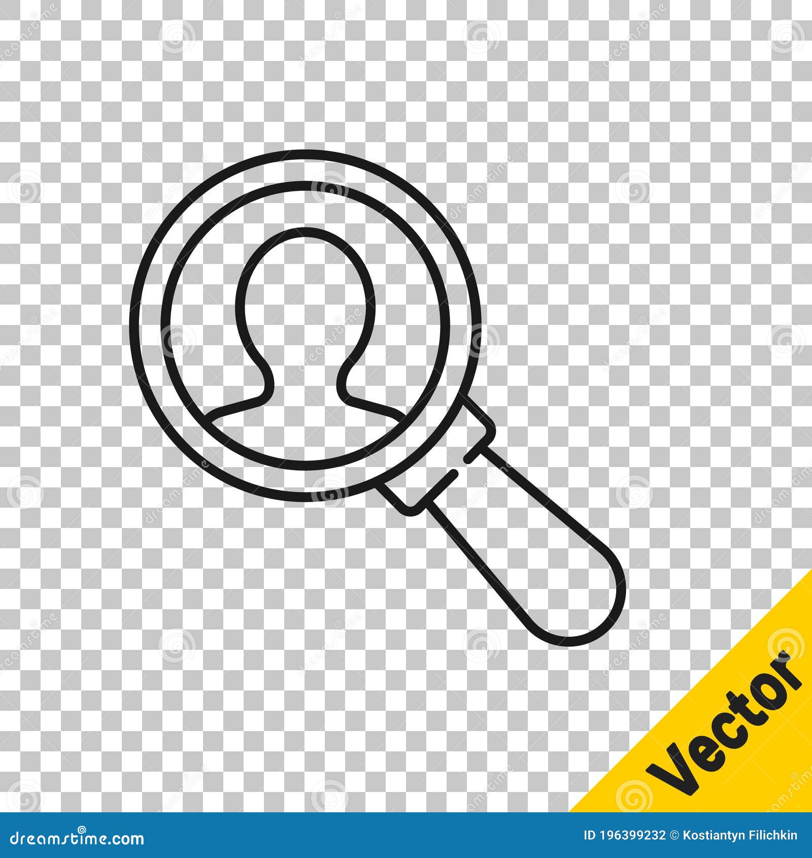 Black Line Magnifying Glass for Search a People Icon Isolated on  Transparent Background. Recruitment or Selection Stock Vector -  Illustration of lineart, focus: 196399232
