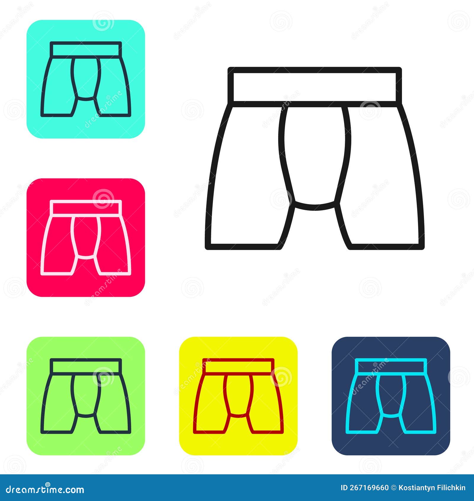 Black Line Men Underpants Icon Isolated on White Background. Man Underwear.  Set Icons in Color Square Buttons Stock Illustration - Illustration of  underpants, square: 267169660