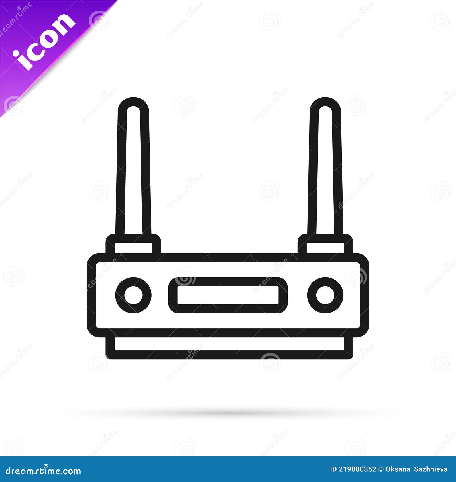 Black Line Router and Wi-fi Signal Icon Isolated on White Background. Wireless Ethernet Modem Router Stock Vector - Illustration of router: