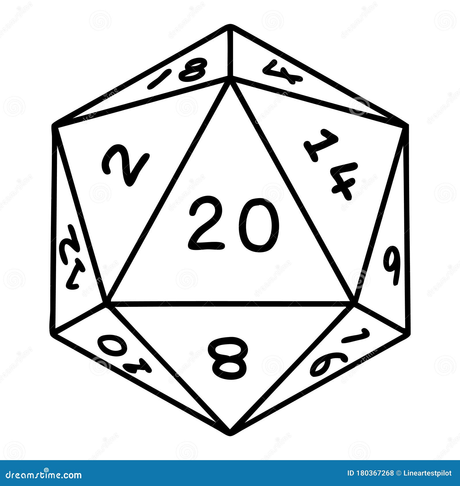 Black Line Tattoo of a D20 Dice Stock Vector - Illustration of dragons