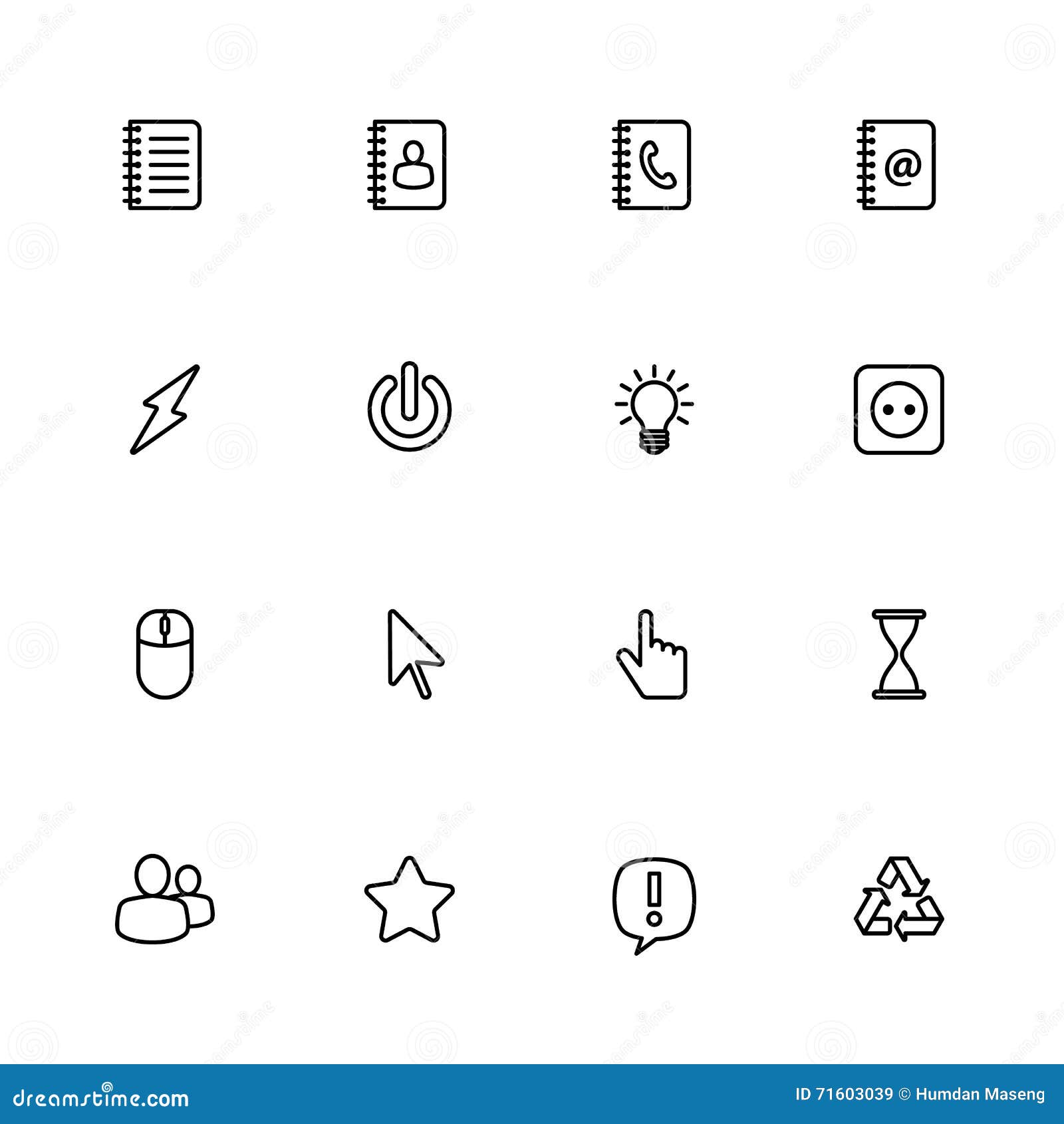 Black line web icon set stock vector. Illustration of account - 71603039