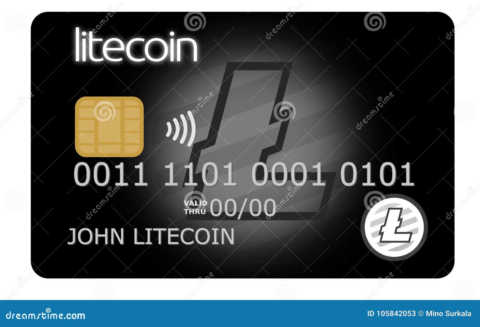 Black Litecoin Credit or Debit Card Stock Illustration - Illustration of  background, cash: 105842053