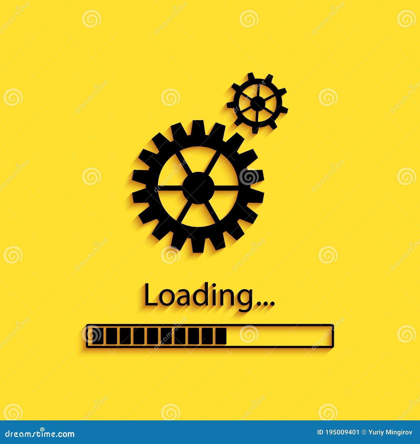 Black Loading and Gear Icon Isolated on Yellow Background. Progress Bar  Icon. System Software Update Stock Vector - Illustration of download,  loading: 195009401