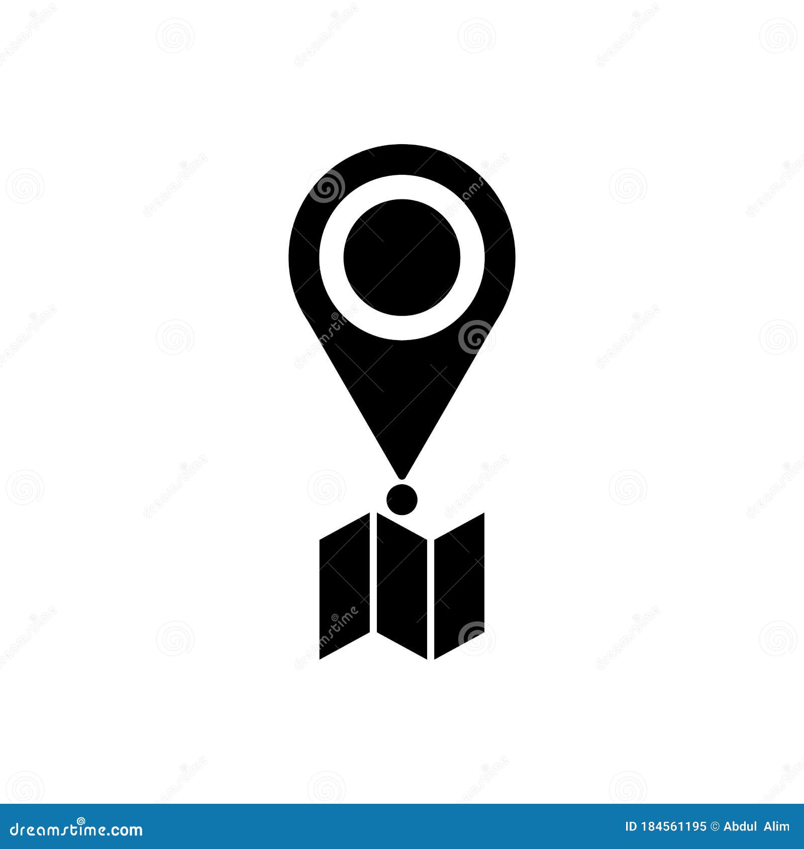 Black Location Icon Vector Illustration on White Background Stock