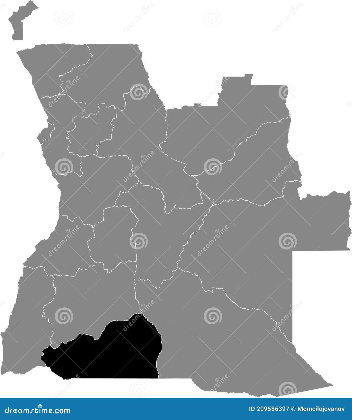 location map of cunene province