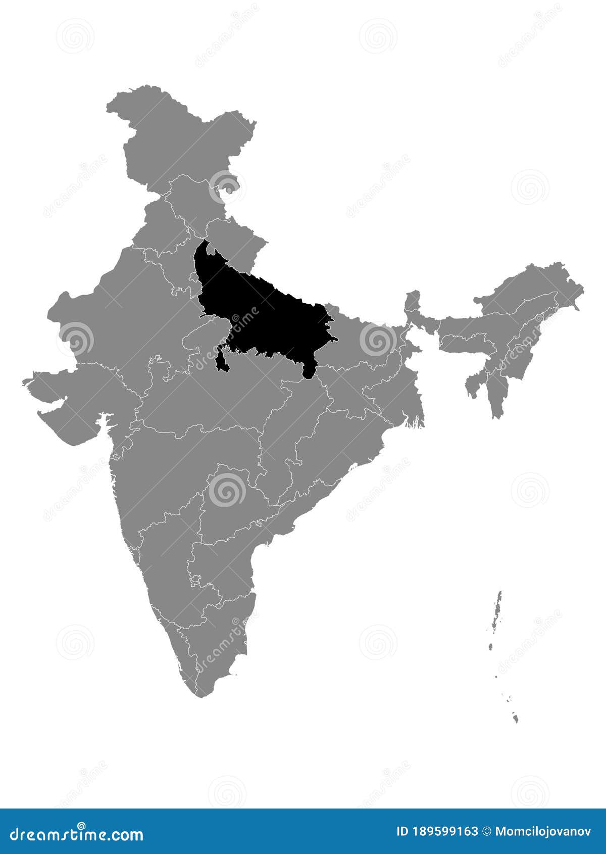 Location Map of Uttar Pradesh State Stock Vector - Illustration of ...