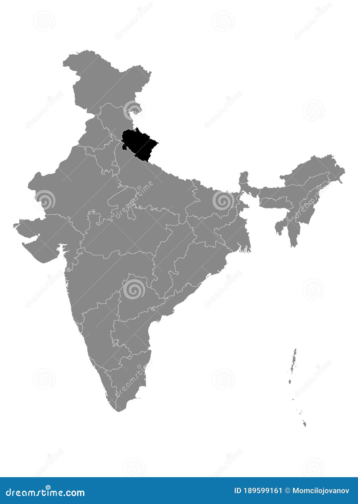 Location Map of Uttarakhand State Stock Vector Illustration of assam