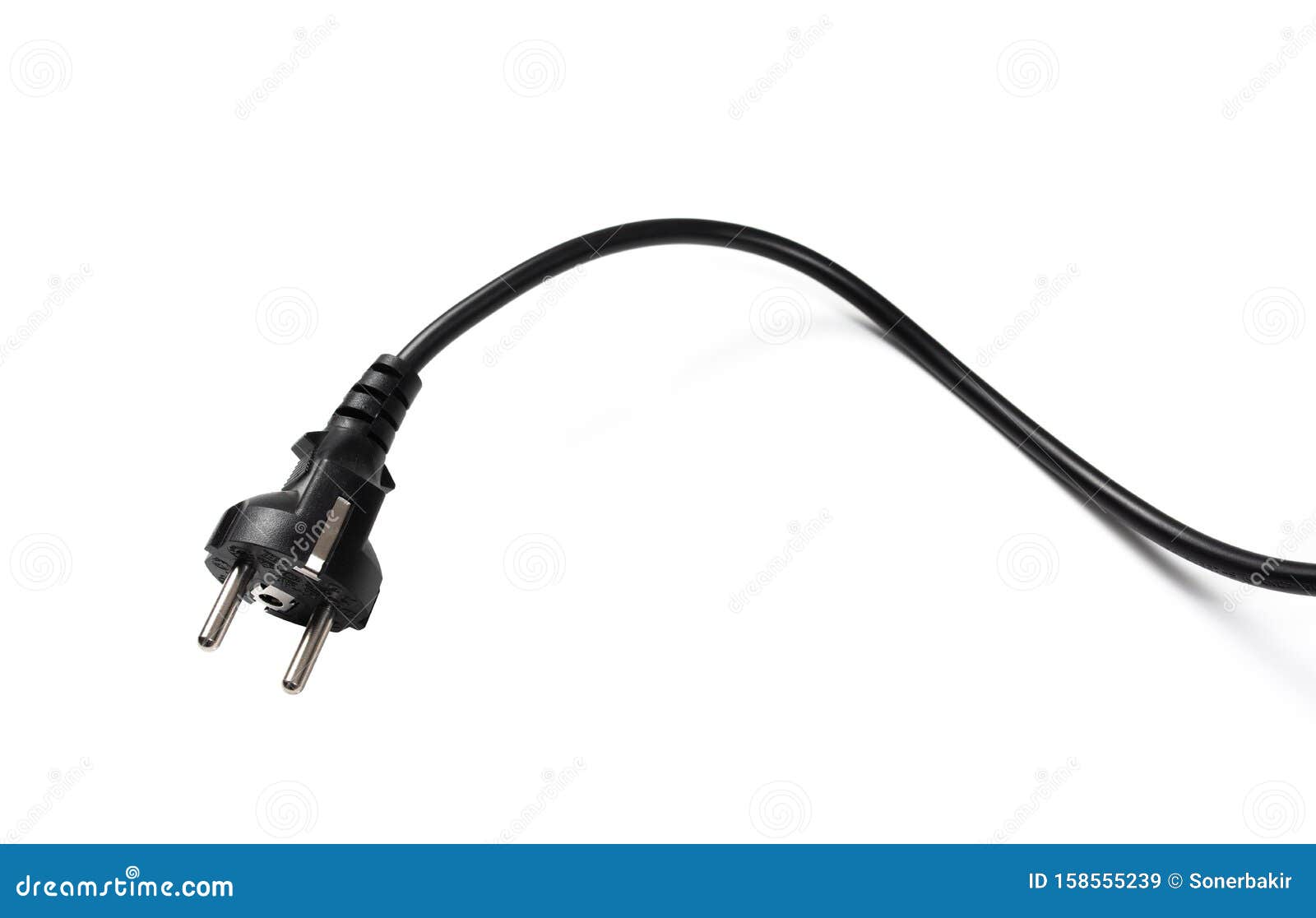 Black Long Power Cable Isolated on White Background. Stock Image Image of connection, plug