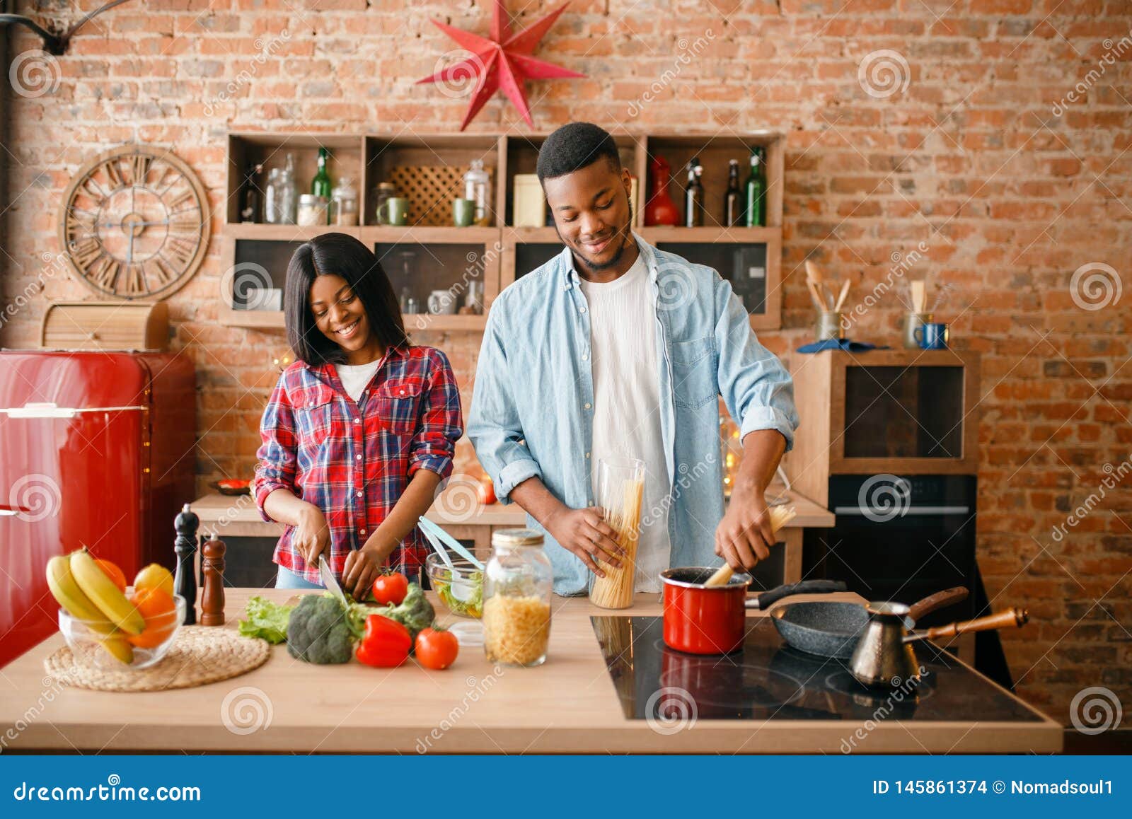 Black Love Couple Cooking Romantic Dinner Stock Photo Image Of Cooking Healthy 145861374