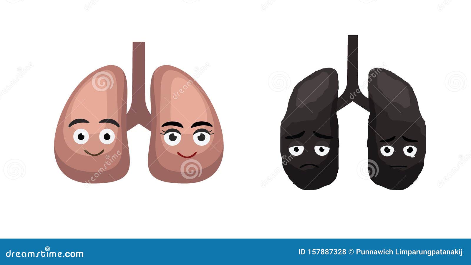 Healthy Smokey Lung Cute Cartoon Vector Stock Vector - Illustration of  alcoholism, lung: 157887328