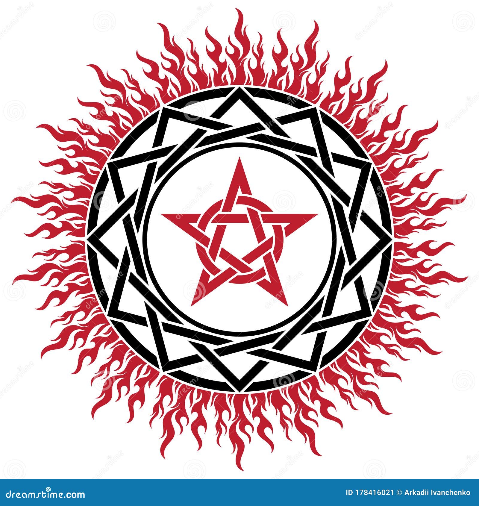 Black Magic Sign, Pentagram and Fire Stock Vector - Illustration of demon,  antichrist: 178416021