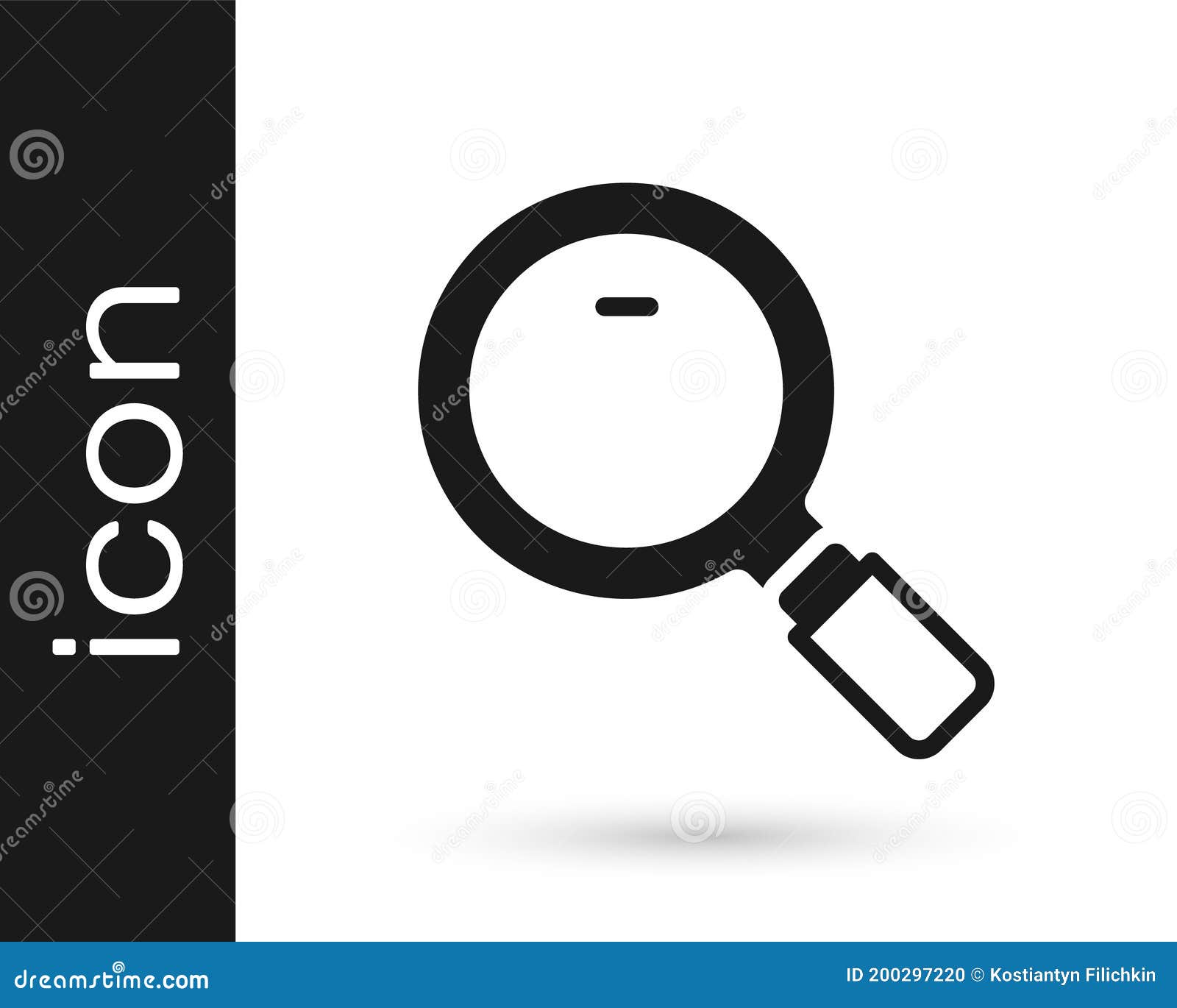 Black Magnifying Glass Icon Isolated on White Background. Search, Focus ...