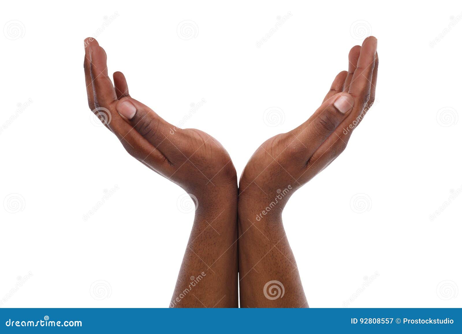 black male hands keeping in cupped , cutout