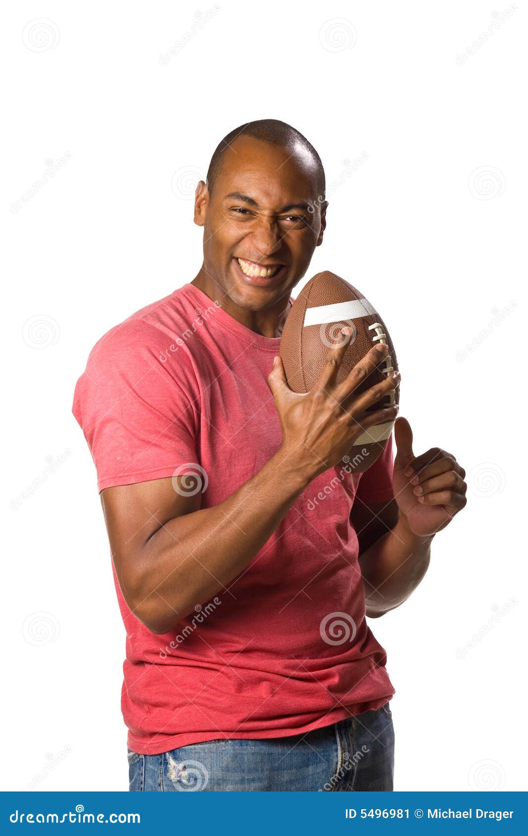 Black Man Holding Football Stock Image Image 5496981